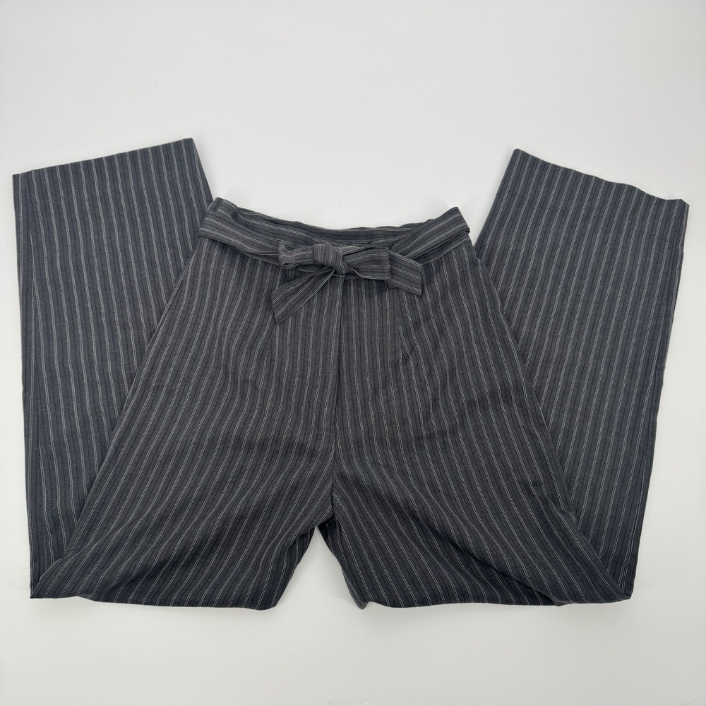 Vintage 90s Y2K Pinstripe Dress Pants M Wide Leg Office Siren Career Minimalist